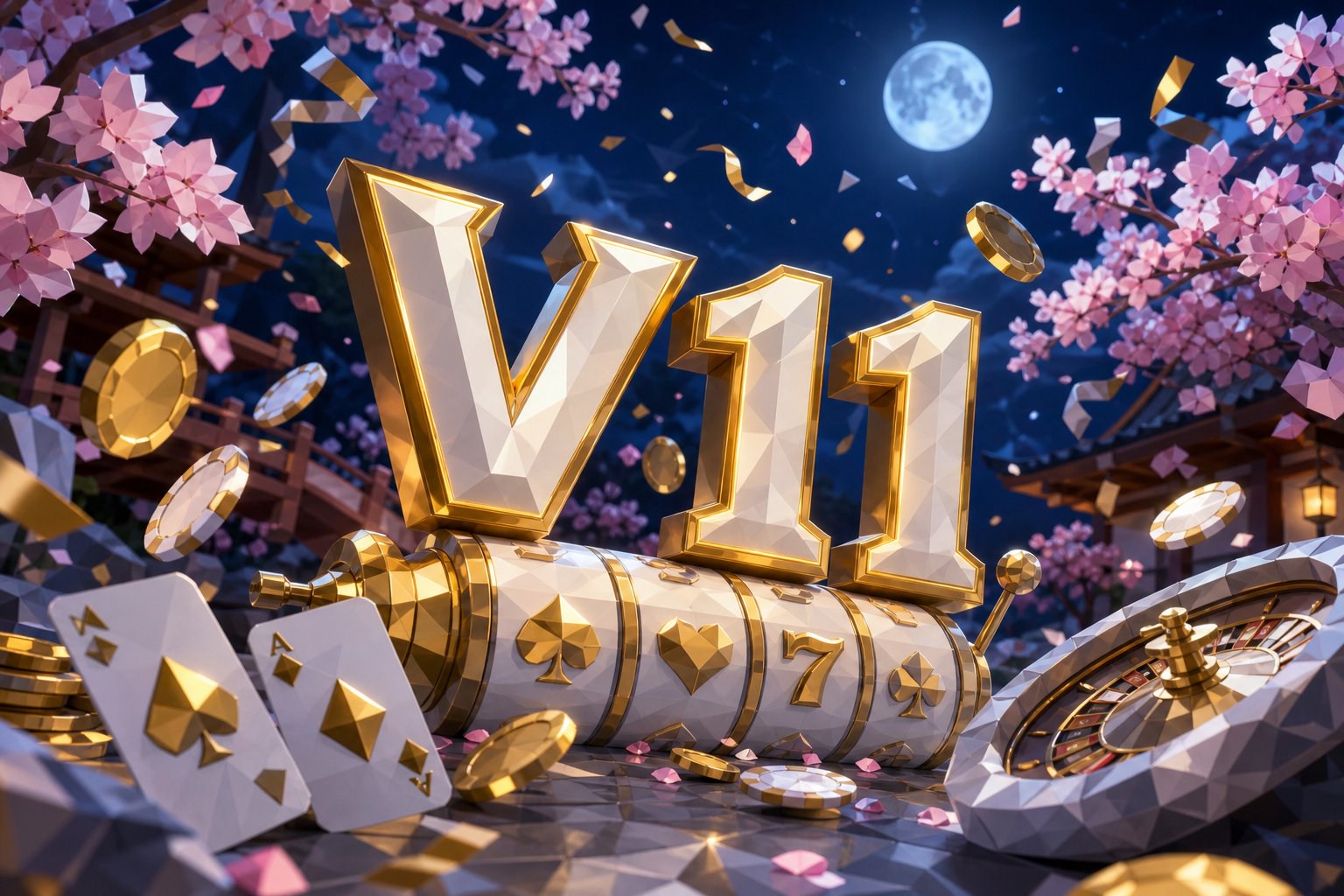 Ilustrasi simbol dan roda putaran Super Ace di V11 dengan nuansa tenang