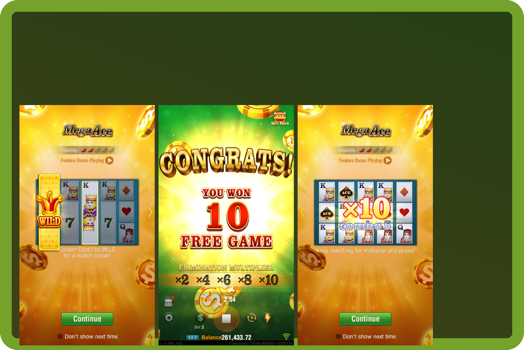 Mega Ace · Tampilan Antarmuka Aplikasi V11